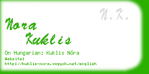 nora kuklis business card